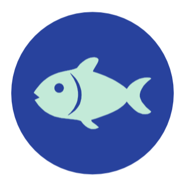 Pictogramme de couleur bleu foncé représentant un poisson